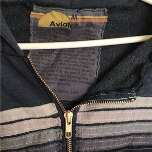 Aviator Nation charcoal striped hoodie jacket